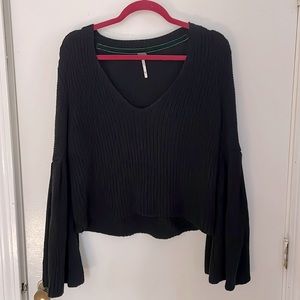 Black Free People Wide Sleeve Sweater